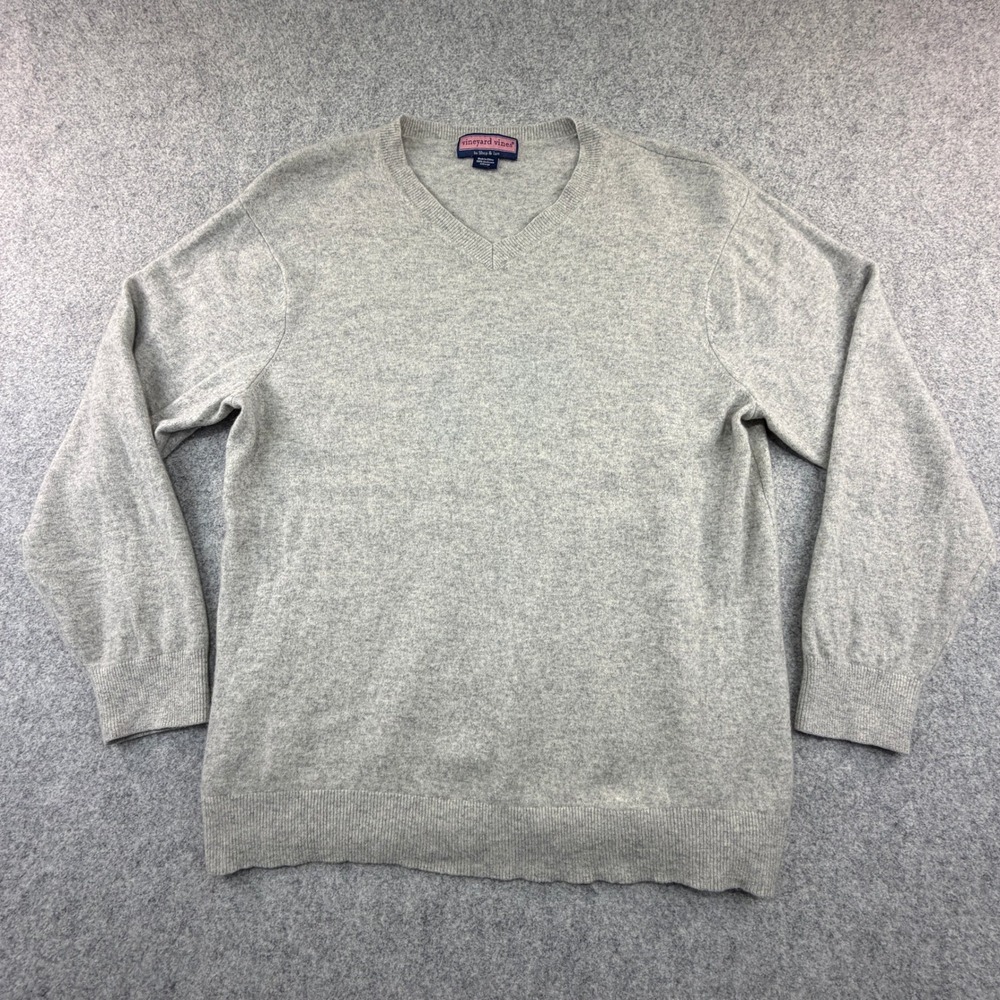 Vineyard Vines 100% Cashmere V-Neck Sweater Gray Heather XXL Women Long Sleeve